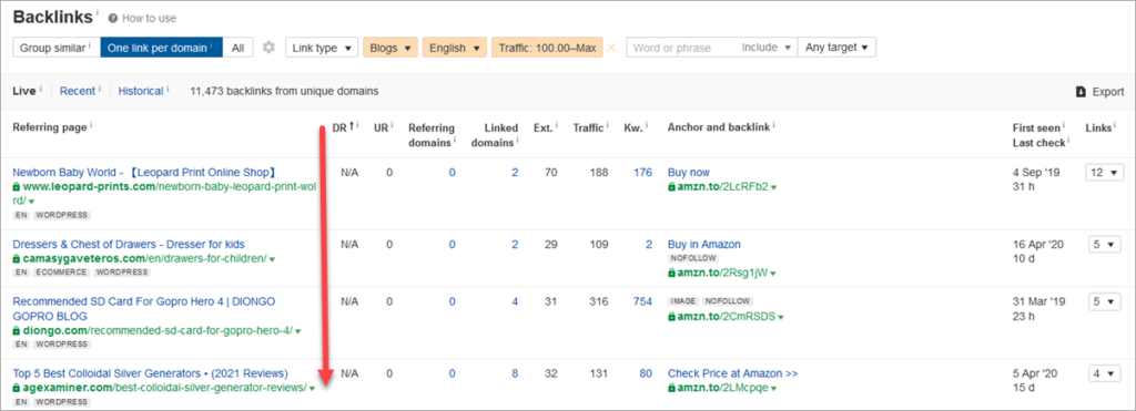 Amzn.to Backlinks DR Sorted