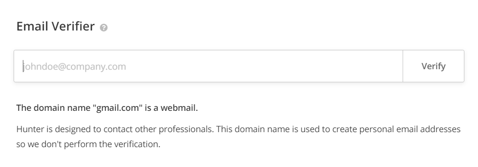 Hunter Email Verifier Webmail Addresses