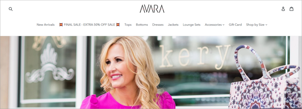 Avara Boutique Homepage