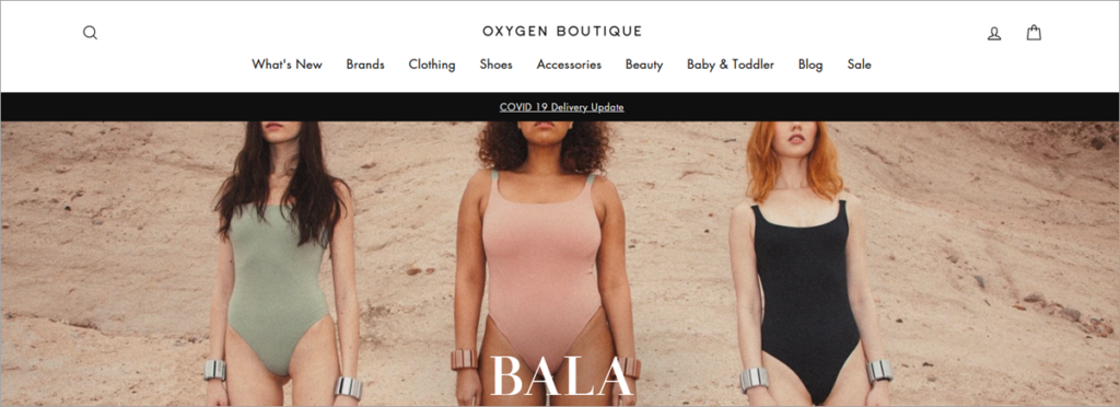 Oxygen Boutique Homepage