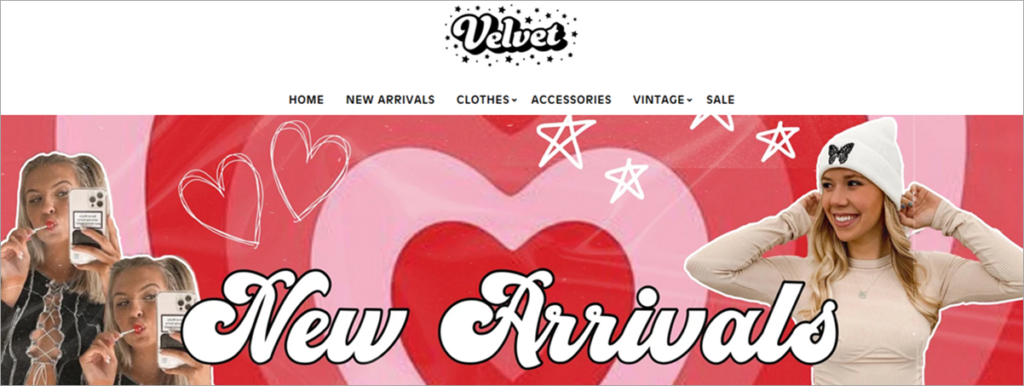 Velvet Boutique Homepage