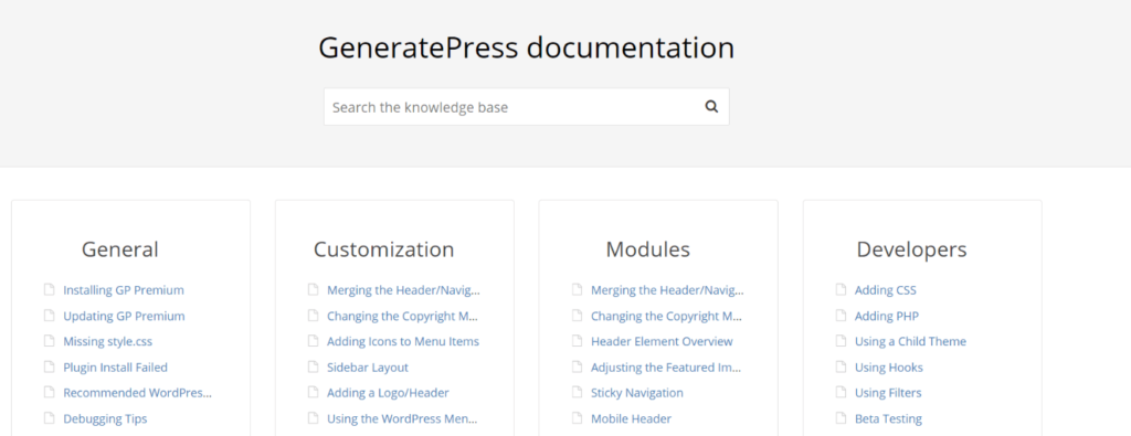 Generatepress Documentation