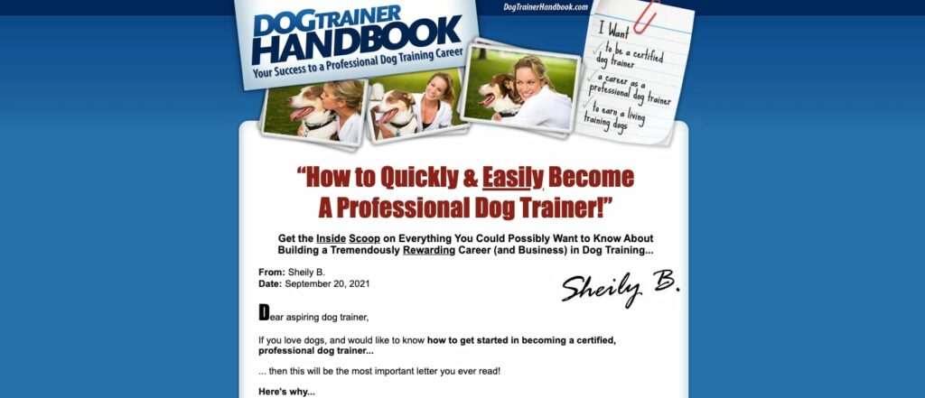 Dog Trainer Handbook Homepage
