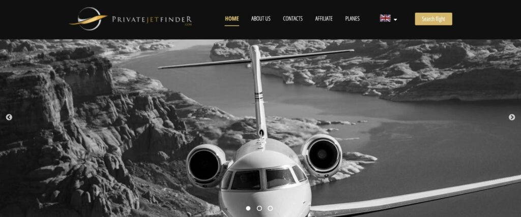 Private Jet Finder Homepage