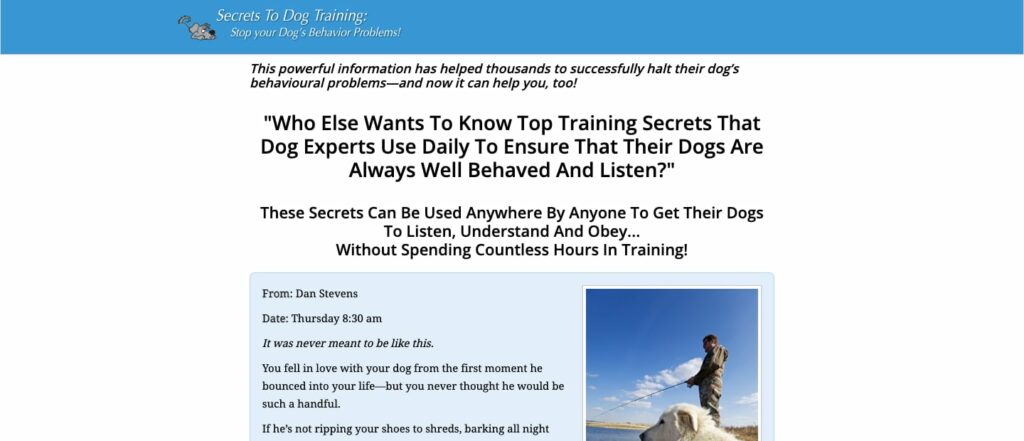 Secret To Dog Training Homepage